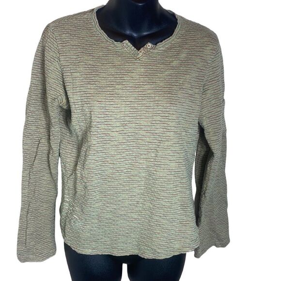 Woolrich small womens green sweater w red/orange weave throughout brat - Picture 1 of 7